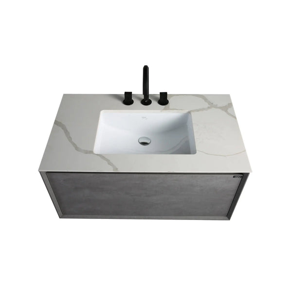 Freda 40'' Floating Vanity Single Sink with Ceramic Countertop TONA Bathroom Furniture