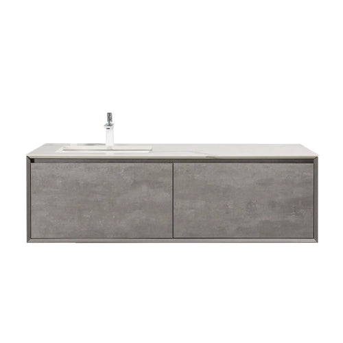 Freda 60'' Floating Vanity Single Sink with Ceramic Countertop TONA Bathroom Furniture