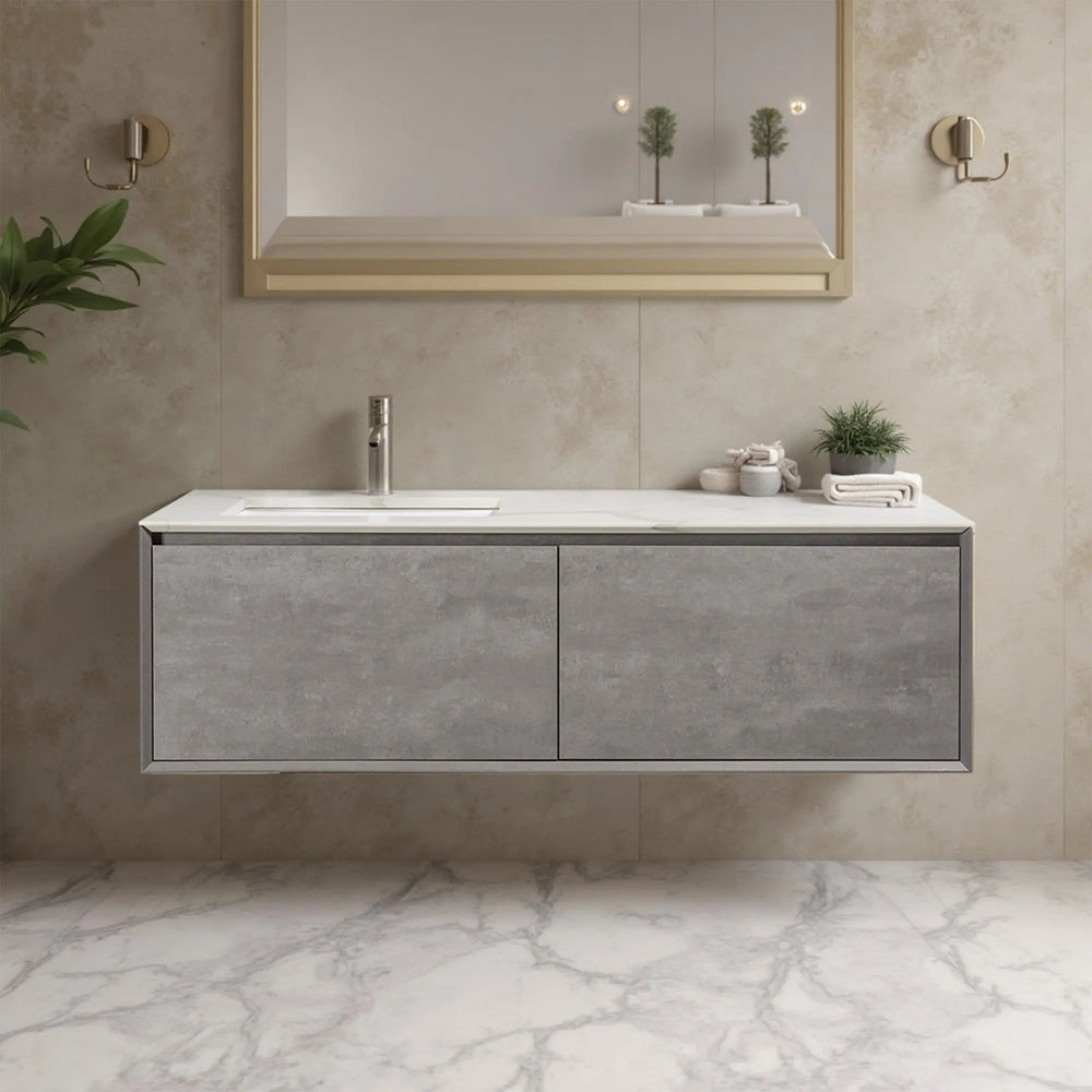 Freda 60'' Floating Vanity Single Sink with Ceramic Countertop TONA Bathroom Furniture