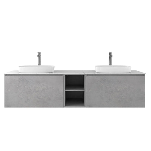 Inalca 67'' Floating Double Vanity with White Vessel Sinks - Light C.Ash TONA Bathroom Furniture