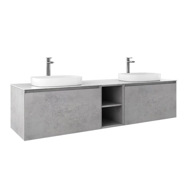 Inalca 67'' Floating Double Vanity with White Vessel Sinks - Light C.Ash TONA Bathroom Furniture
