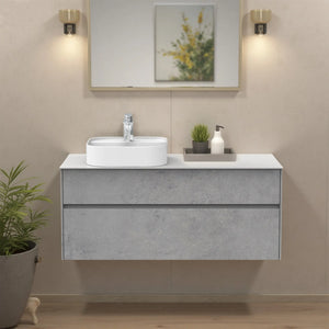 Lamina 48'' Floating Single Vanity with Porcelain Slab Countertop tonabathroom