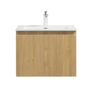 Liner 24'' Floating Single Vanity with White Cultured Marble Top TONA Bathroom Furniture