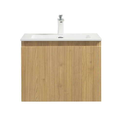 Liner 24'' Floating Single Vanity with White Cultured Marble Top TONA Bathroom Furniture