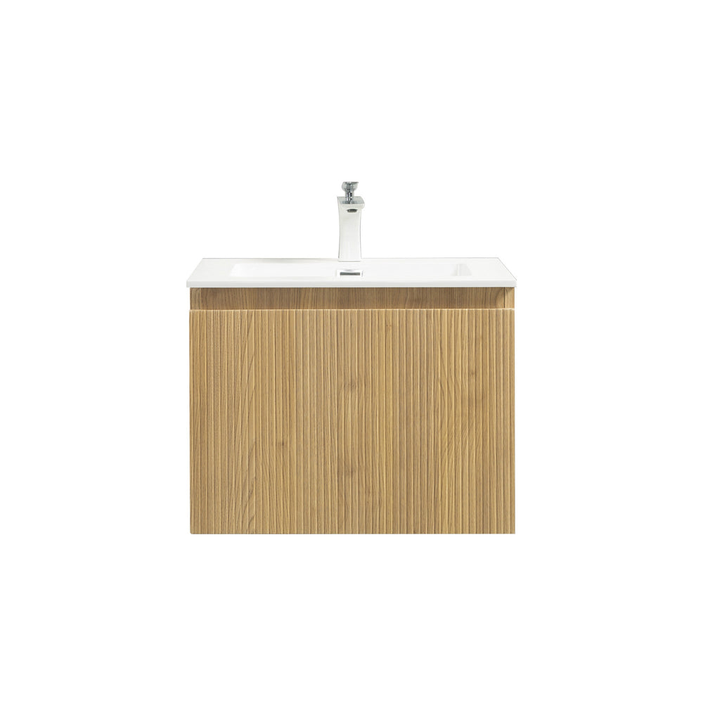 Liner 24'' Floating Single Vanity with White Cultured Marble Top TONA Bathroom Furniture