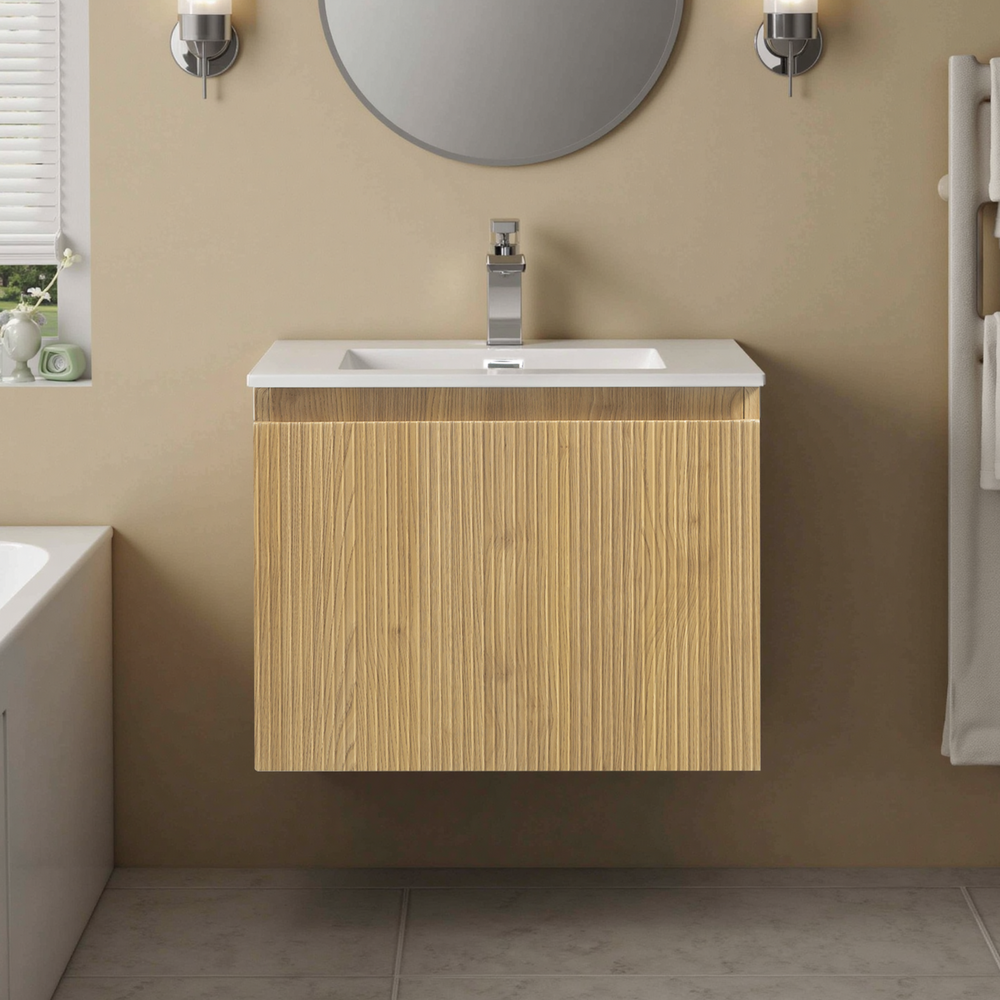 Liner 24'' Floating Single Vanity with White Cultured Marble Top TONA Bathroom Furniture