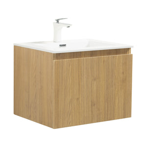 Liner 24'' Floating Single Vanity with White Cultured Marble Top TONA Bathroom Furniture