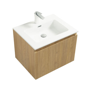 Liner 24'' Floating Single Vanity with White Cultured Marble Top TONA Bathroom Furniture