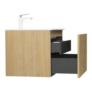 Liner 24'' Floating Single Vanity with White Cultured Marble Top TONA Bathroom Furniture