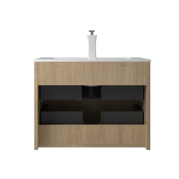 Liner 24'' Floating Single Vanity with White Cultured Marble Top TONA Bathroom Furniture