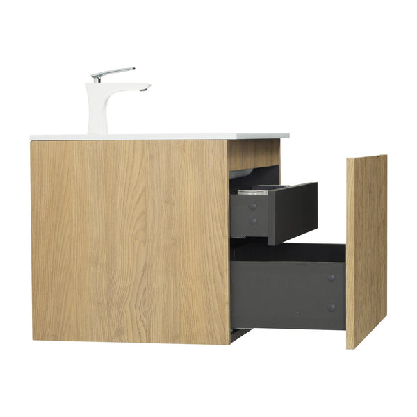 Liner 36'' Floating Single Vanity with White Cultured Marble Top TONA Bathroom Furniture