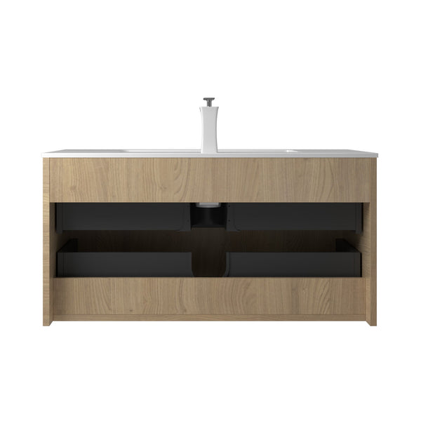 Liner 36'' Floating Single Vanity with White Cultured Marble Top TONA Bathroom Furniture