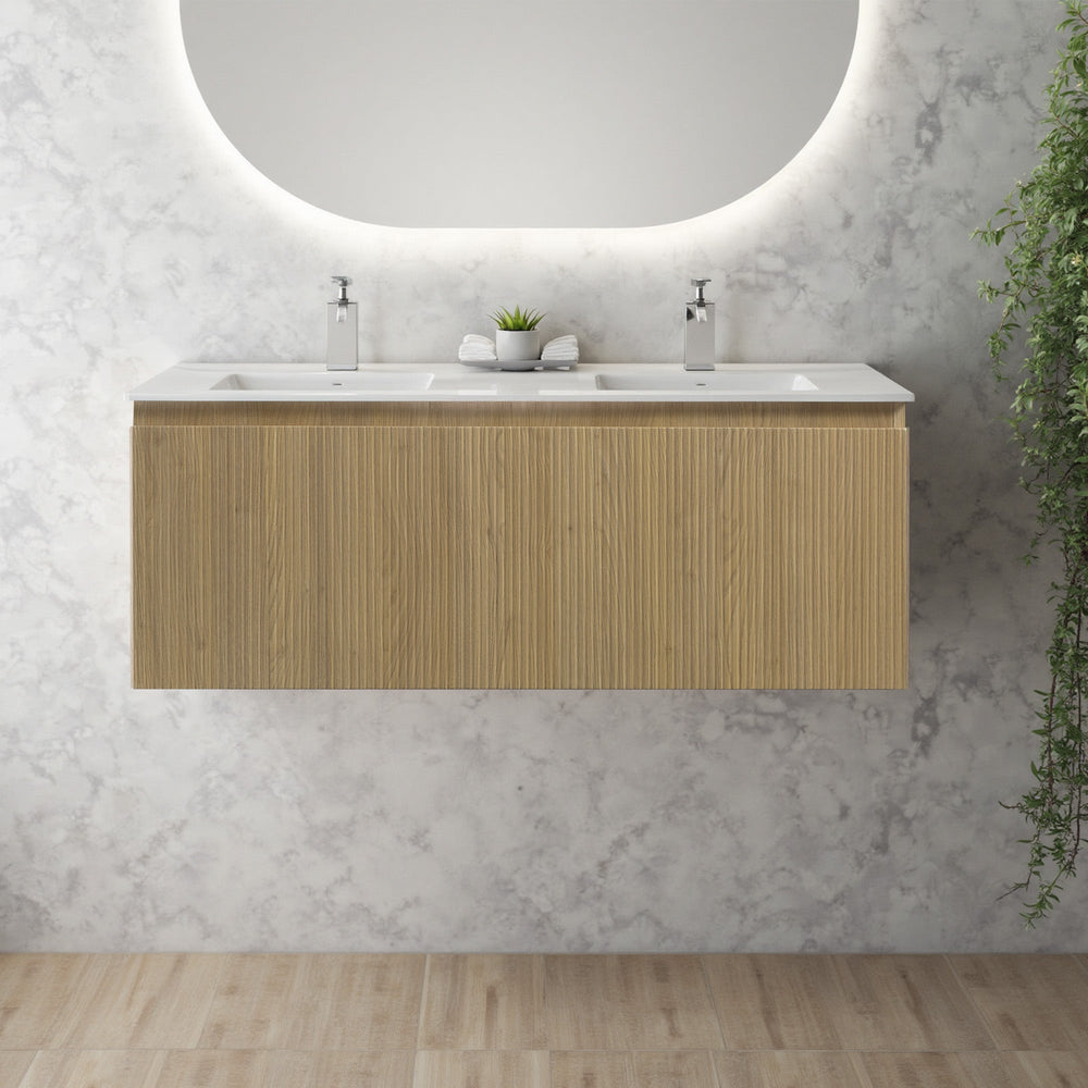Liner 48'' Floating Double Vanity with White Cultured Marble Top TONA Bathroom Furniture