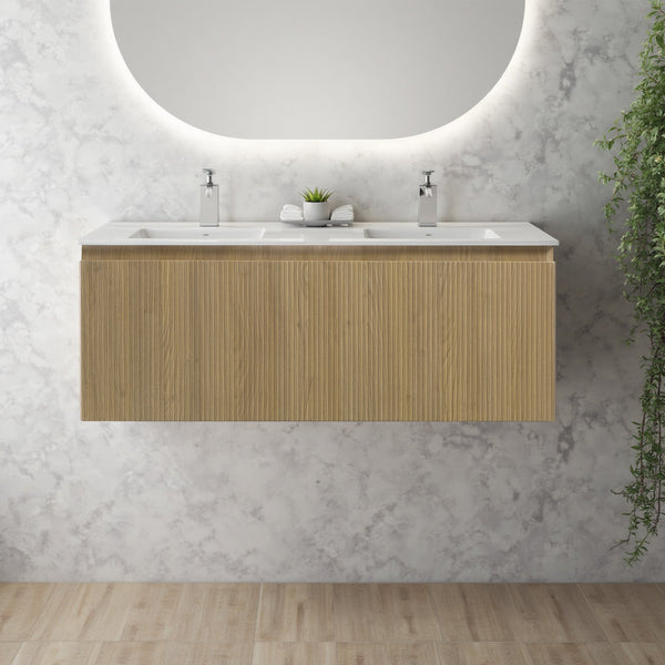 Liner 48'' Floating Double Vanity with White Cultured Marble Top TONA Bathroom Furniture