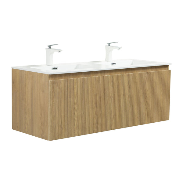 Liner 48'' Floating Double Vanity with White Cultured Marble Top TONA Bathroom Furniture