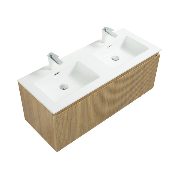 Liner 48'' Floating Double Vanity with White Cultured Marble Top TONA Bathroom Furniture