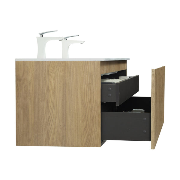 Liner 48'' Floating Double Vanity with White Cultured Marble Top TONA Bathroom Furniture
