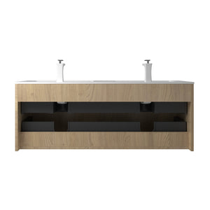 Liner 48'' Floating Double Vanity with White Cultured Marble Top TONA Bathroom Furniture