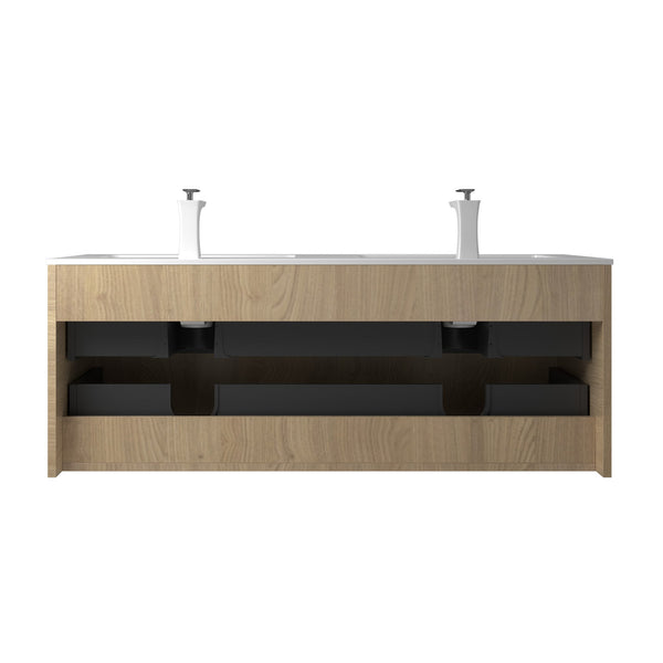 Liner 48'' Floating Double Vanity with White Cultured Marble Top TONA Bathroom Furniture
