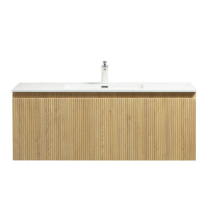 Liner 48'' Floating Single Vanity with White Cultured Marble Top TONA Bathroom Furniture