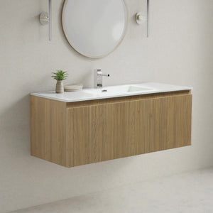 Liner 48'' Floating Single Vanity with White Cultured Marble Top TONA Bathroom Furniture