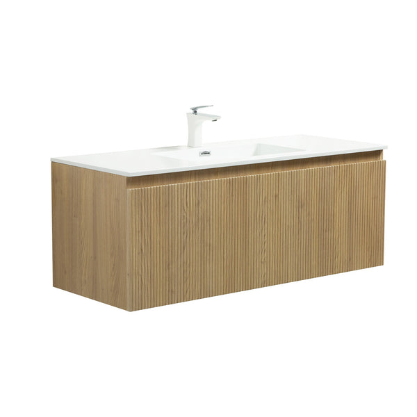 Liner 48'' Floating Single Vanity with White Cultured Marble Top TONA Bathroom Furniture