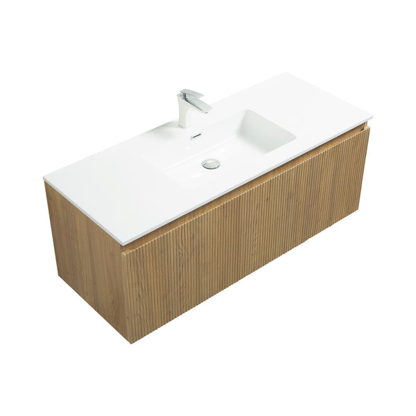 Liner 48'' Floating Single Vanity with White Cultured Marble Top TONA Bathroom Furniture