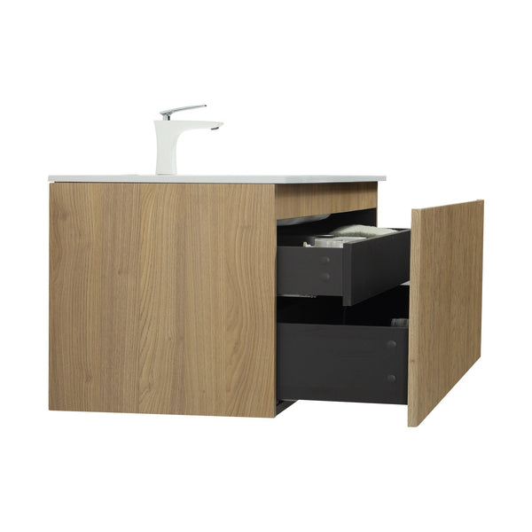 Liner 48'' Floating Single Vanity with White Cultured Marble Top TONA Bathroom Furniture