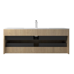 Liner 48'' Floating Single Vanity with White Cultured Marble Top TONA Bathroom Furniture