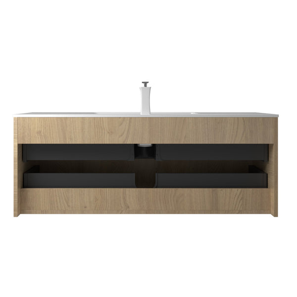 Liner 48'' Floating Single Vanity with White Cultured Marble Top TONA Bathroom Furniture