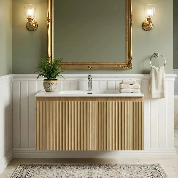 Liner 36'' Floating Single Vanity with White Resin Top TONA Bathroom Furniture
