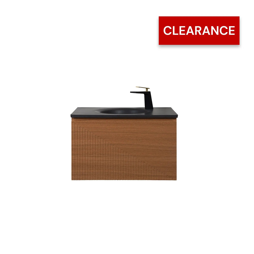 Simon 30'' Floating Bathroom Vanity with Single Matte Black Quartz Sink TONA Bathroom Furniture