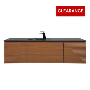 Simon 65'' Floating Bathroom Vanity with Single Matte Black Quartz Sink TONA Bathroom Furniture