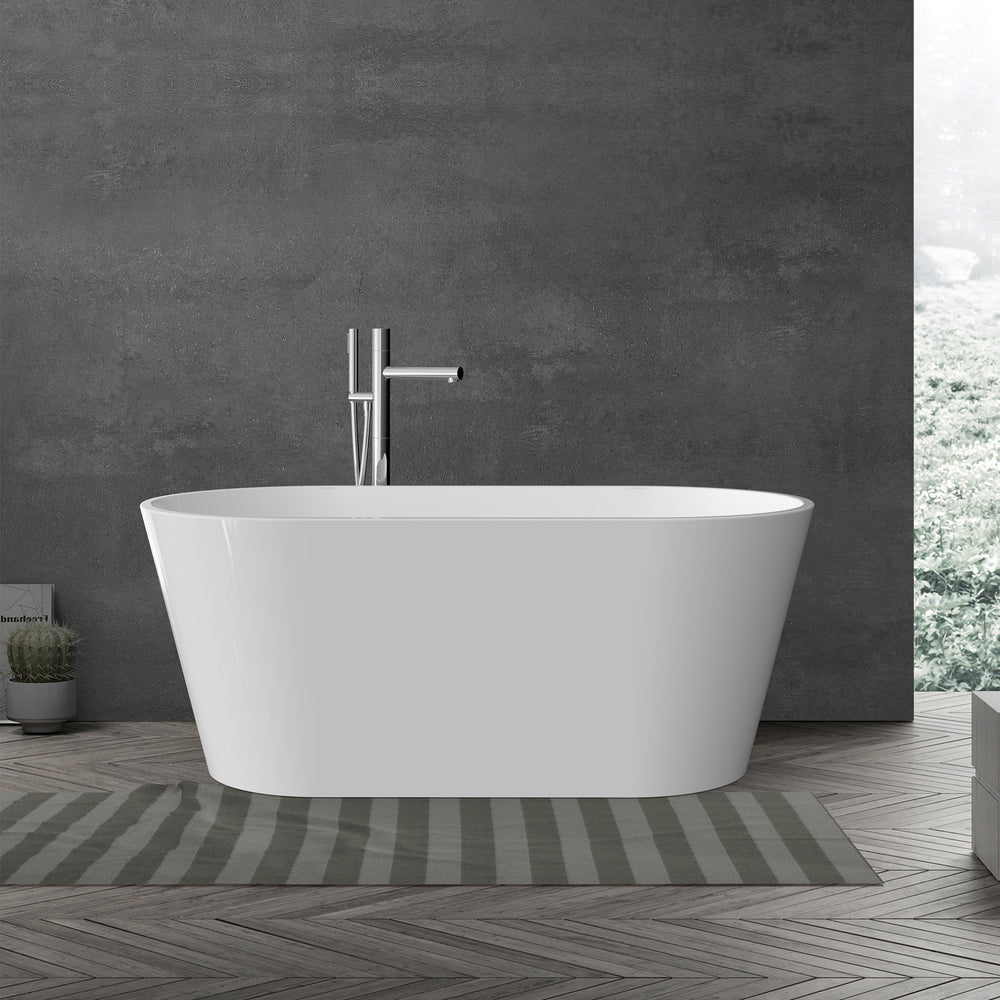 Skysea Glossy White Freestanding Oval Acrylic Bathtub(59"-67") tonabathroom