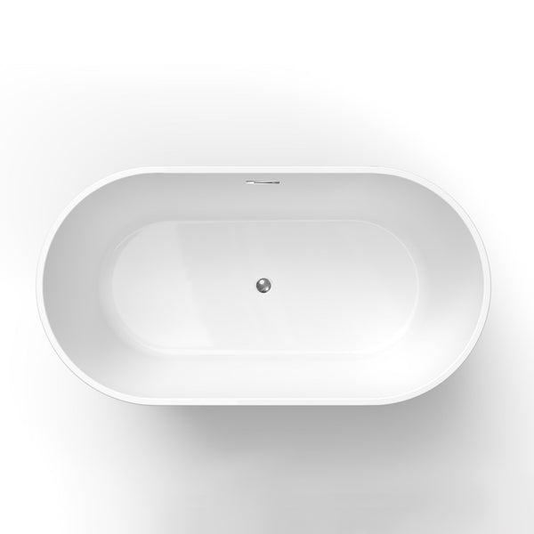 Skysea Glossy White Freestanding Oval Acrylic Bathtub(59"-67") tonabathroom