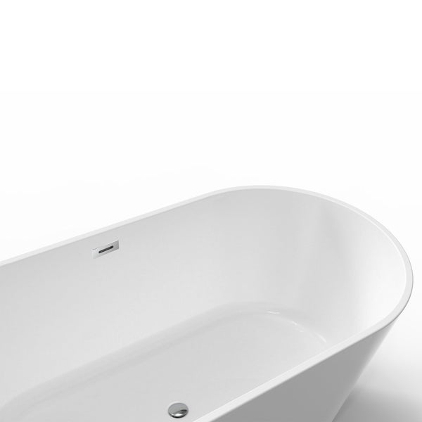 Skysea Glossy White Freestanding Oval Acrylic Bathtub(59"-67") tonabathroom