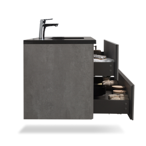 TONA Edi Floating Vanity with Black Quartz Single Sink Countertop (24"-60") TONA Bathroom Furniture