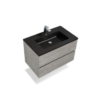 TONA Edi Floating Vanity with Black Quartz Single Sink Countertop (24"-60") TONA Bathroom Furniture