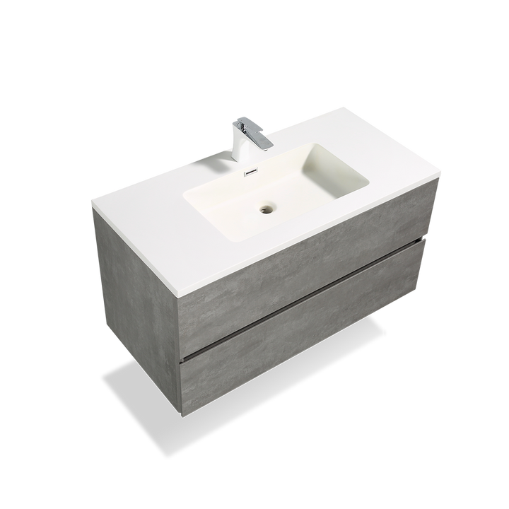 TONA EDI Floating Vanity with White Quartz Countertop Single Sink (24"-48")