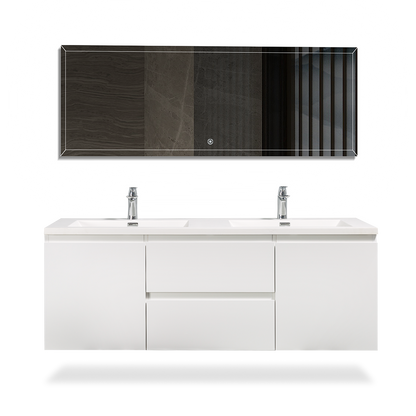 Floating Bathroom Vanity Wall Hung Vanity Unit with Faux Marble Integrated Top&Sink - TONA Angela