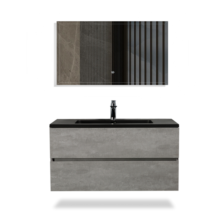 Wall Mounted Bathroom Vanity with Black Quartz Integrated Top&Sink - TONA Edi