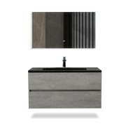 Wall Mounted Bathroom Vanity with Black Quartz Integrated Top&Sink - TONA Edi