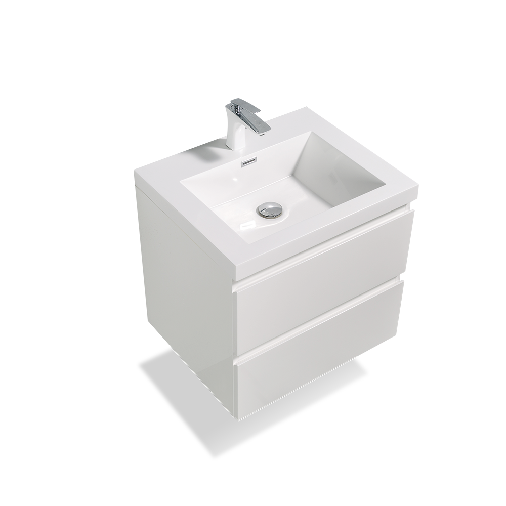 TONA ANGELA FLOATING VANITY SINGLE BASIN WITH WHITE COUNTERTOP (24"- 60")