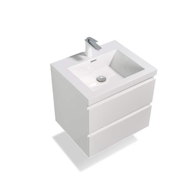 TONA ANGELA FLOATING VANITY SINGLE BASIN WITH WHITE COUNTERTOP (24"- 60")