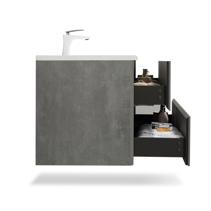 TONA EDI Floating Vanity with White Quartz Countertop Single Sink (24"-48")