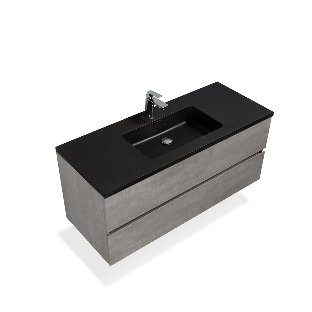 TONA EDI Floating Vanity with Black Quartz single sink Countertop (24"-60")