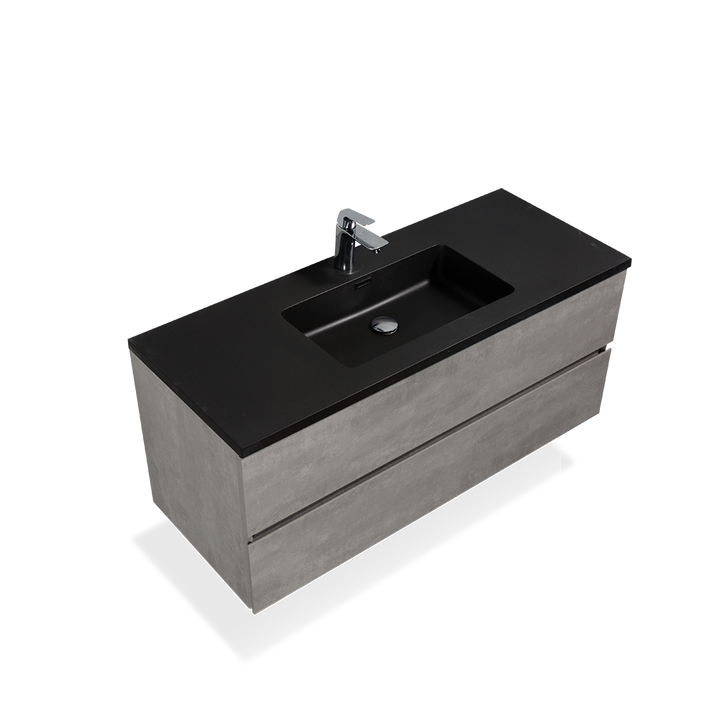TONA EDI Floating Vanity with Black Quartz single sink Countertop (24"-60")