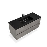 Wall Mounted Bathroom Vanity with Black Quartz Integrated Top&Sink - TONA Edi
