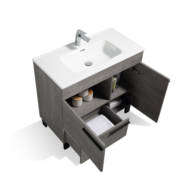 Freestanding Bathroom Vanity with Faux Marble Integrated Top&Sink - TONA Gill