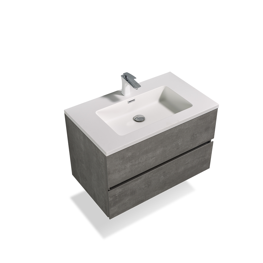 TONA EDI Floating Vanity with White Quartz Countertop Single Sink (24"-48")